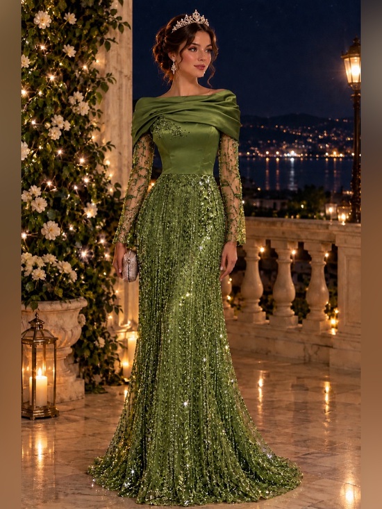 Beginning Boutique Dresses & Skirts - Lime Green Embroidered Long Sleeve Maxi Dress with a back corset lace up